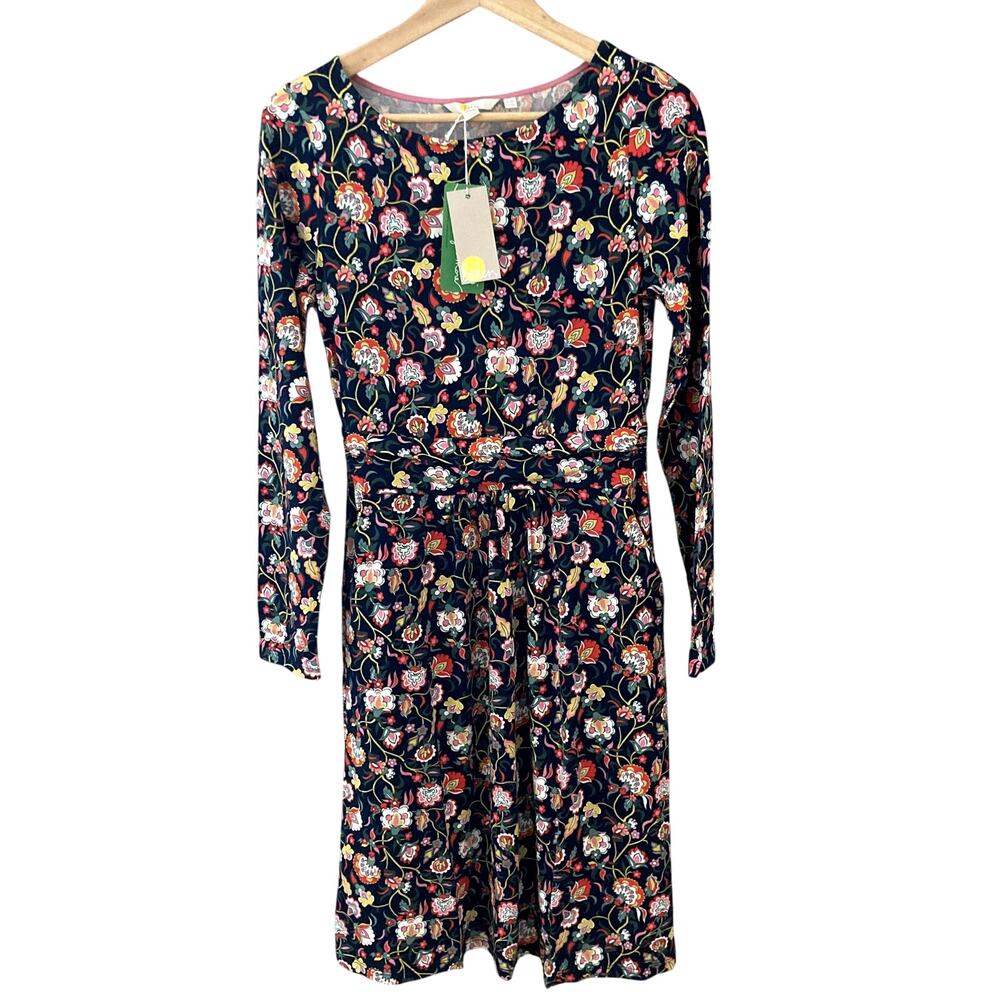 Boden NEW Abigail Jersey Midi Dress Multicolor Floral Navy 4 US 8 UK